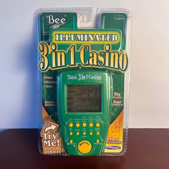Vintage Bee 3-in-1 Casino Handheld Game Poker Blackjack Slots New Sealed - Picture 1 of 7